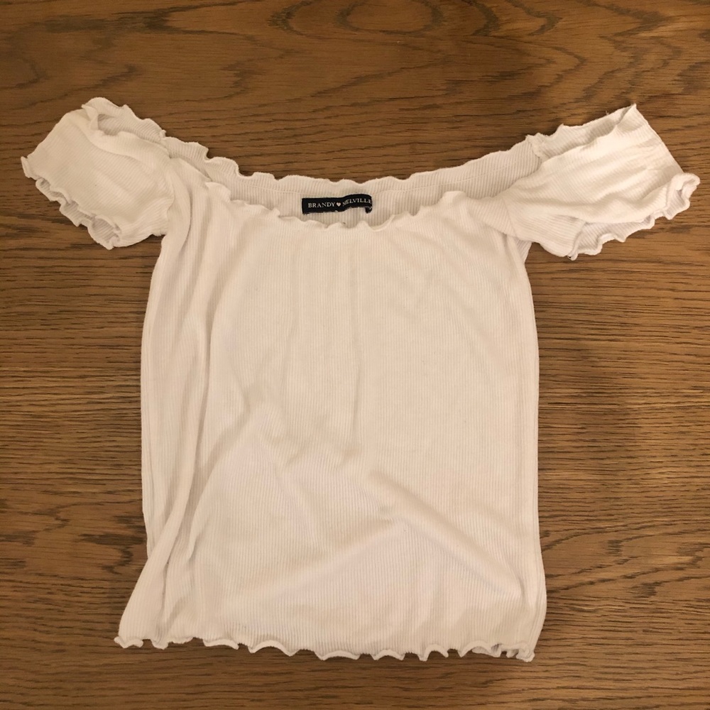 Brandy Melville White Across the Shoulder Top
